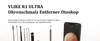 Marketing image for an ear cleaning otoscope with various tools and a smartphone displaying a view inside an ear. Produktbild-Vorschau