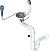 A plumbing fixture for a sink, showing a siphon, overflow pipe, and drain assembly. Náhled obrázku produktu