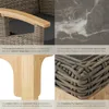 A collage of close-up images showcasing the details of a rattan table and chairs set, with accompanying descriptive text. Náhled obrázku produktu