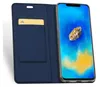 A blue flip case for a smartphone is shown open, with a gold card partially inserted into a slot. Náhľad obrázku produktu