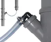 A close-up view of a plumbing fitting connecting a flexible hose to a pipe system. Podgląd zdjęcia produktu