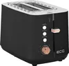 A black toaster with wood accents is shown against a white background. Voir les images du produit