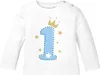 Baby Langarm-Shirt 1. Geburtstag Zahl 1 bzw. 2 mit Krone Produktbild-Vorschau 1