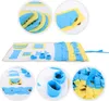A collage of images showing a dog snuffle mat with different sections and close-ups of how it works. Produktbild-Vorschau