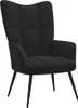 A black velvet armchair with a high back and arms, shown from the front. Voir les images du produit