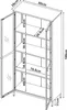 A diagram of a green cabinet with dimensions shown. Náhľad obrázku produktu