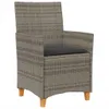 Gartenstühle mit Kissen 2 Stk. Grau Poly Rattan Massivholz Produktbild-Vorschau 4