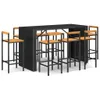 9-tlg. Gartenbar-Set Schwarz Poly Rattan & Massivholz Produktbild-Vorschau 1