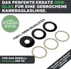 A marketing image showing replacement camera lens glass for a Samsung A56 5G, along with adhesive. Produktbild-Vorschau
