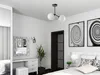 A bedroom scene with a modern ceiling light fixture. Produktbild-Vorschau