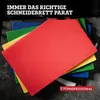 A stack of colorful cutting boards on a dark textured surface. Produktbild-Vorschau