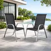 2xOutdoorstuhl Gartenstuhl Stapelstuhl Metall Silber Textilen Schwarz Voir les images du produit