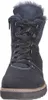 A close-up front view of a dark blue bootie with laces and fur trim. Anteprima dell’immagine prodotto