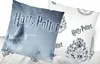 Two Harry Potter themed pillows are shown, one with the Hogwarts castle and logo, and another with the Harry Potter logo and crest. Produktbild-Vorschau