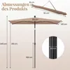 COSTWAY Parasol balkonowy 210 x 140 cm, prostokątny parasol Podgląd zdjęcia produktu 3