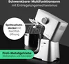 A silver stand mixer is shown with text overlays highlighting its features. Náhled obrázku produktu