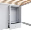 A close-up view of the interior of a white wardrobe with a hanging rod and a drawer, part of a loft bed structure. Anteprima dell’immagine prodotto
