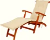A wooden deck chair with a beige cushion, shown on a white background. Produktbild-Vorschau