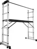 A silver multi-purpose scaffolding ladder with a wooden platform, shown against a white background. Náhled obrázku produktu