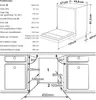 A technical drawing and measurement chart for a dishwasher. Produktbild-Vorschau