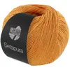 A ball of orange yarn with a black label. Produktbild-Vorschau