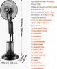 Stojanový ventilátor SucceBuy s rozprašovačom, výkon 75 W, Náhľad obrázku produktu 7