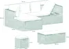 A diagram showing the dimensions of a modular outdoor furniture set. Produktbild-Vorschau
