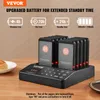 A restaurant pager system with multiple pagers on a charging base, with feature callouts. Voir les images du produit