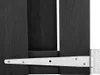A close-up view of a dark gray WPC garden gate, showing the hinge mechanism. Náhled obrázku produktu