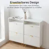 Schuhschrank schmal Holz, Schuhkipper Weiß, 2 Klappen, Produktbild-Vorschau 3