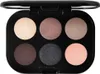 A top-down view of an open eyeshadow palette with six circular pans of eyeshadow. Podgląd zdjęcia produktu