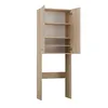 A freestanding cabinet with open doors and shelves, designed to fit over a washing machine. Náhľad obrázku produktu