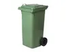A green trash bin with wheels against a white background. Náhled obrázku produktu
