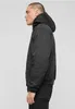 A man wearing a black hooded jacket and black jeans, shown from the side. Produktbild-Vorschau