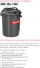 A dark grey trash can with a red SULO logo, set against a white background with descriptive text. Produktbild-Vorschau
