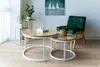 A living room setting with coffee tables, a chair, and plants. Produktbild-Vorschau
