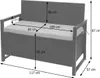 A diagram showing the dimensions of a poly-rattan bench. Náhľad obrázku produktu