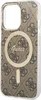 A close-up, angled view of a phone case with a repeating Guess logo pattern. Anteprima dell’immagine prodotto
