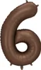 Balon foliowy Cyfra „6” - 86 cm, mocca, brązowy, satynowy Podgląd zdjęcia produktu 1