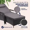 Casaria® Chaise longue en polyrotin Noir Anthracite coussin Voir les images du produit 5