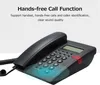 A black corded telephone is shown with text describing its features. Produktbild-Vorschau