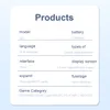 A product specification sheet for a handheld game console. Produktbild-Vorschau