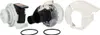 A washing machine drain pump assembly and its components are displayed against a white background. Produktbild-Vorschau