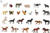 A collection of farm animal and horse figurines arranged in rows on a white background. Podgląd zdjęcia produktu
