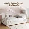 A bed with storage and fabric pockets on the side, decorated with cloud and moon neon lights. Anteprima dell’immagine prodotto