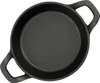 A top-down view of a black cast iron serving pan with two handles, isolated on a white background. Produktbild-Vorschau