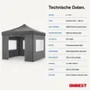 ONBEST Pavillon 3x3 | Wasserdicht | faltbar | Grau | mit Produktbild-Vorschau 10