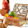 Cesto da picnic in vimini intrecciato per 4 persone, borsa Anteprima dell’immagine prodotto 1