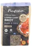 A package of low-carb bread with a slice of bread topped with jam and berries. Produktbild-Vorschau