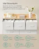 A white dresser with five drawers, three on top and two on the bottom, is shown. The top drawers are open, revealing folded clothes. The top surface of the dresser has decorative items and books. Below the dresser, there are icons and text indicating the s Produktbild-Vorschau